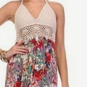 Selfie Couture by Trendology boho crochet maxi dress lined Sz M GORGEOUS!